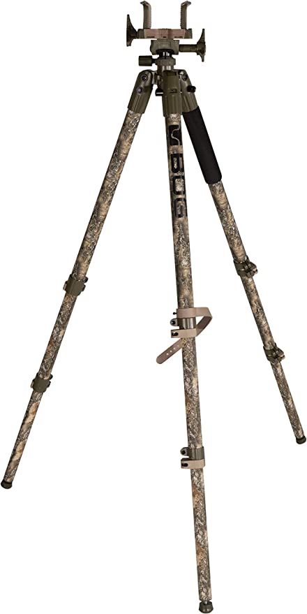 BOG DeathGrip Realtree Excape Camo Tripod with Durable Aluminum Frame, Lightweight, Stable Design, Bubble Level, Adjustable Legs, and Hands-Free Operation for Hunting, Shooting, and Outdoors