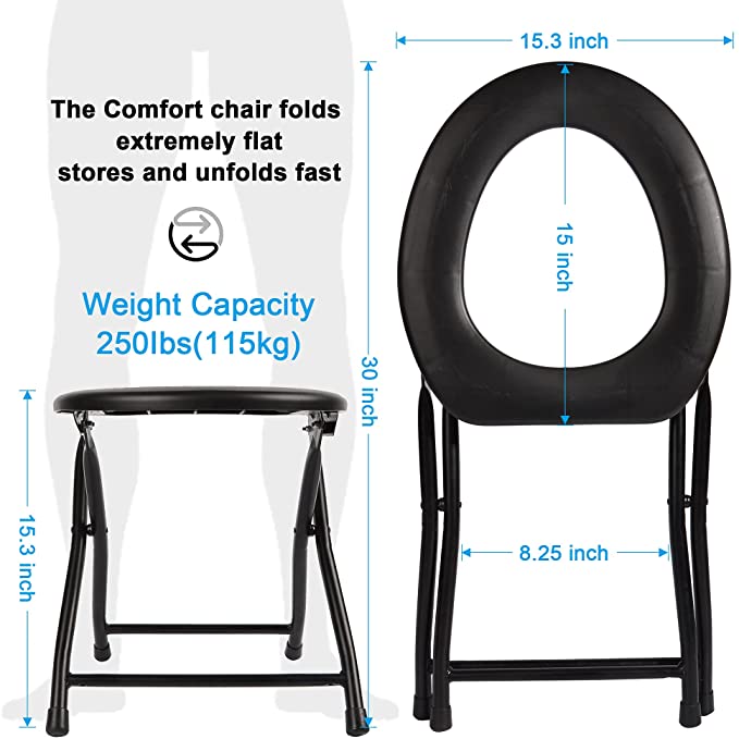 HXSEMAYIG Portable Toilet Seat, Stainless Steel Emergency Toilet, Folds Camping Toilet Seat, Convenient for Camping, Travel & Emergency